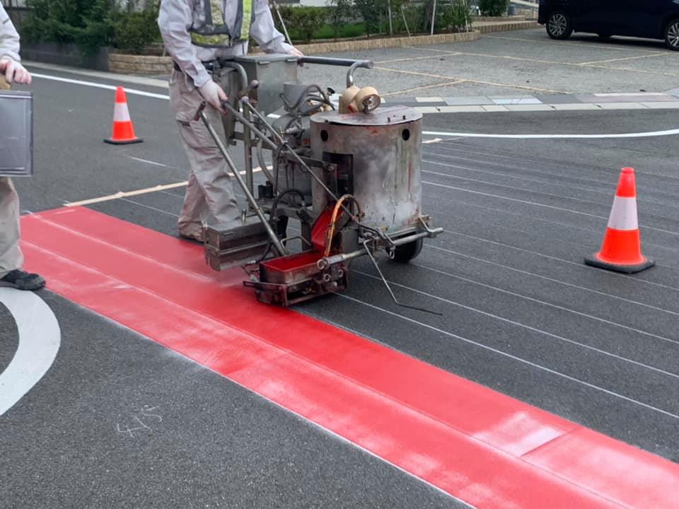 通学路のカラー舗装工事