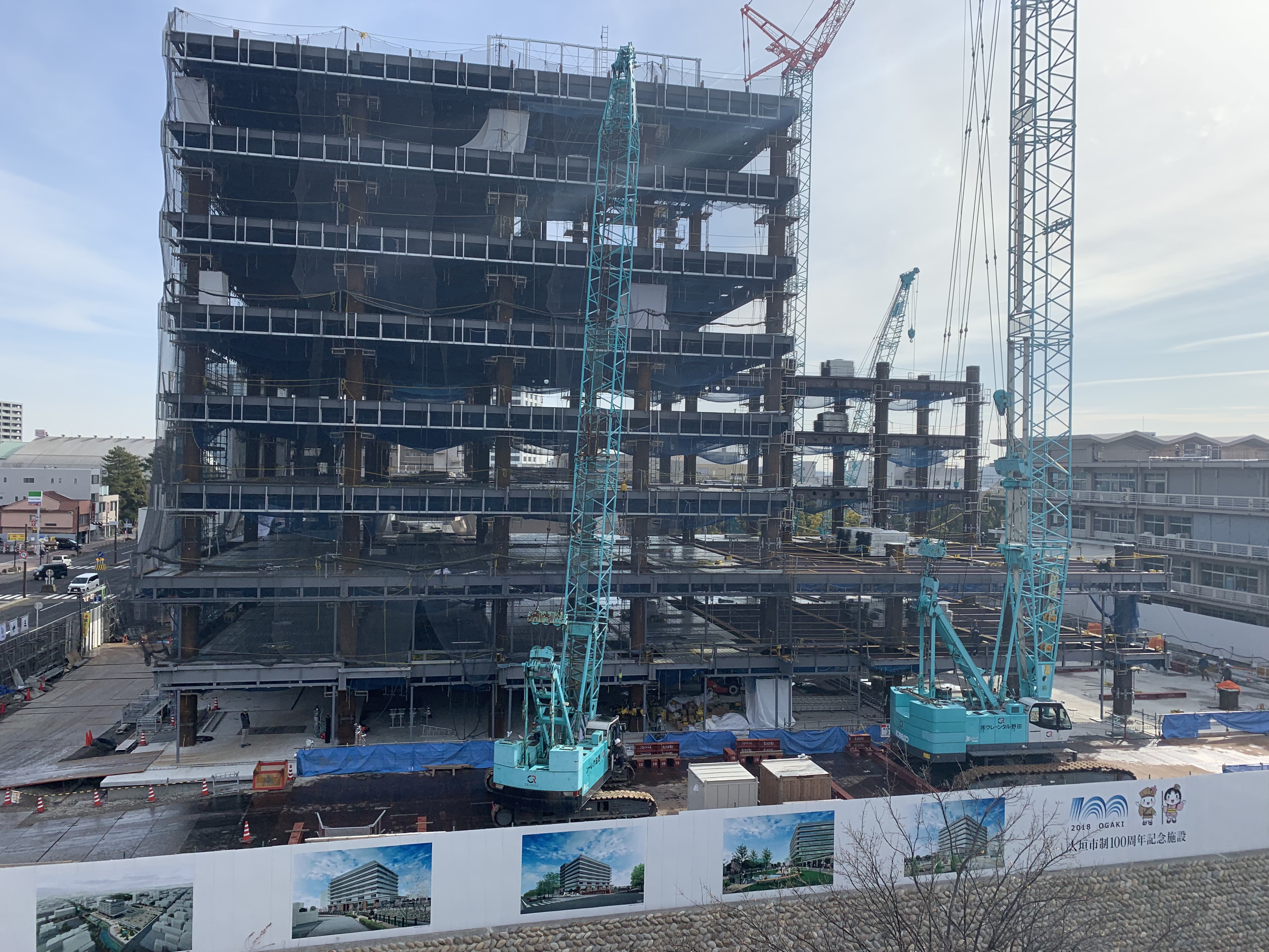 大垣市役所　新庁舎建設工事中